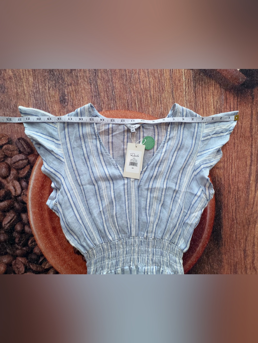 NWT Rails Tara Napoli Stripe Smocked Linen Blend Mini Dress XS - Picture 6 of 10